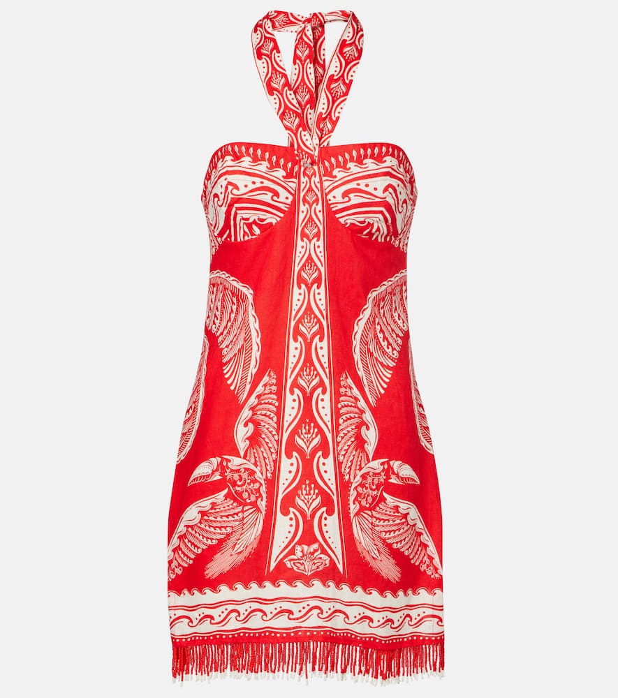 Majestic Coconut Tree linen minidress