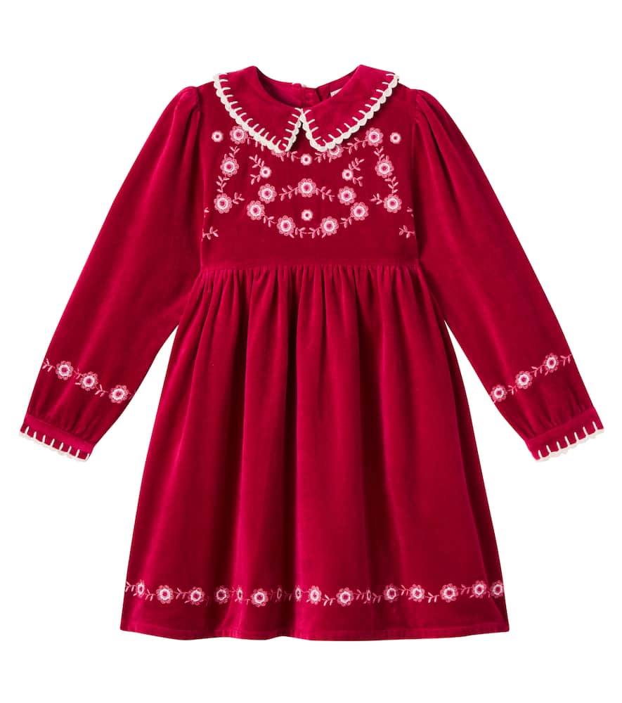 Bebe Organic Millie Embroidered Cotton And Linen Dress In Red