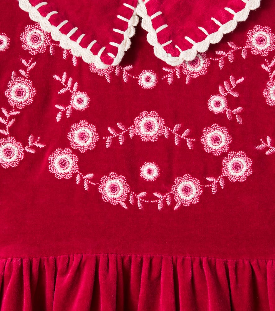 Bebe Organic Millie Embroidered Cotton And Linen Dress In Red