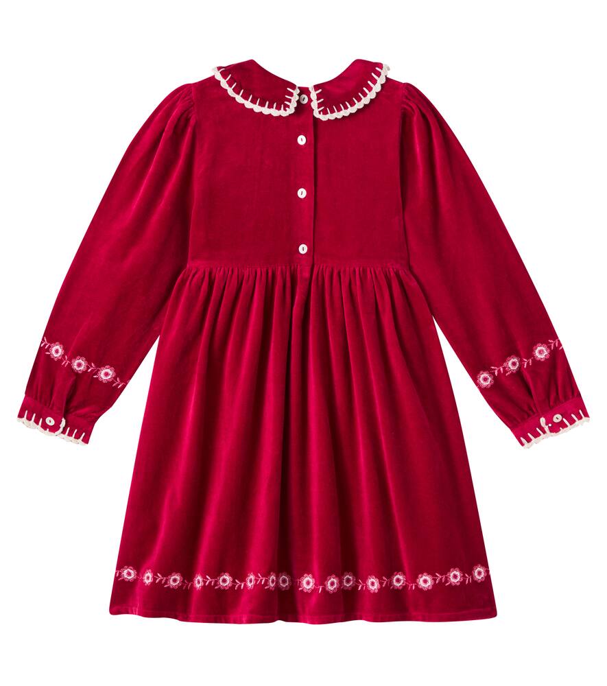 Bebe Organic Millie Embroidered Cotton And Linen Dress In Red
