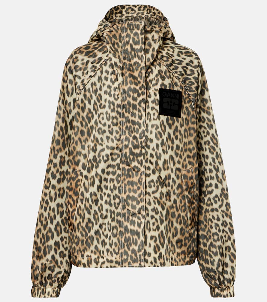 Ganni Leopard Raincoat Jacket In Multi