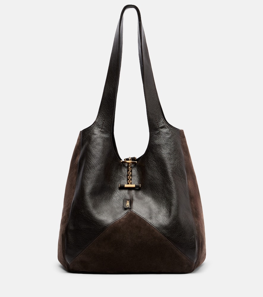 Chloé Balloon Medium Leather And Suede Shoulder Bag In Brown