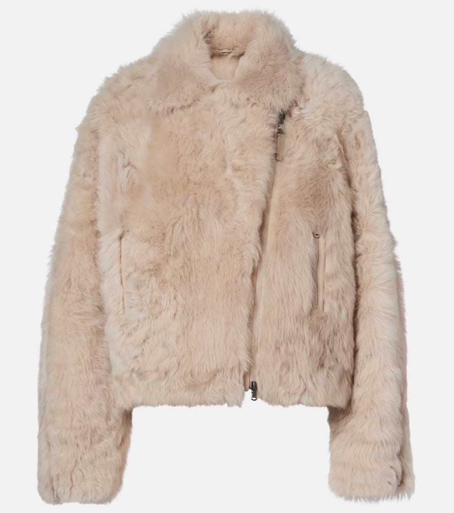 Brunello Cucinelli Shearling Jacket In Neutral