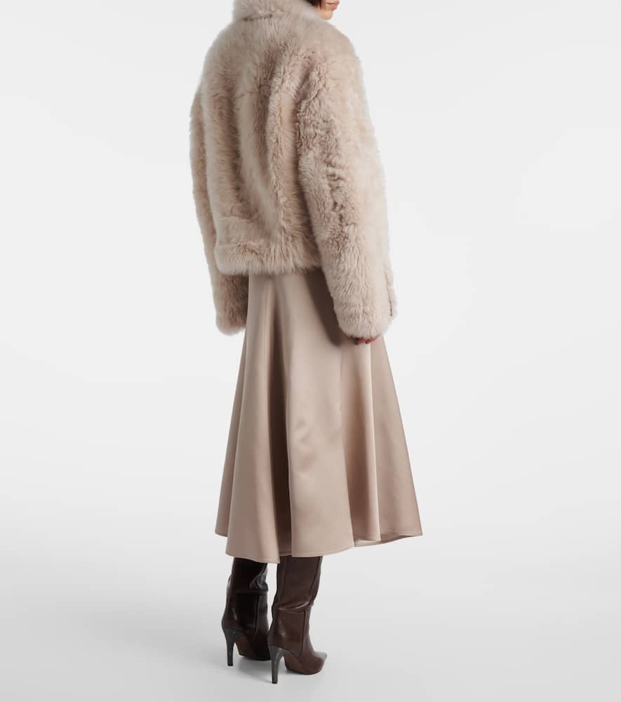 Brunello Cucinelli Shearling Jacket In Neutral