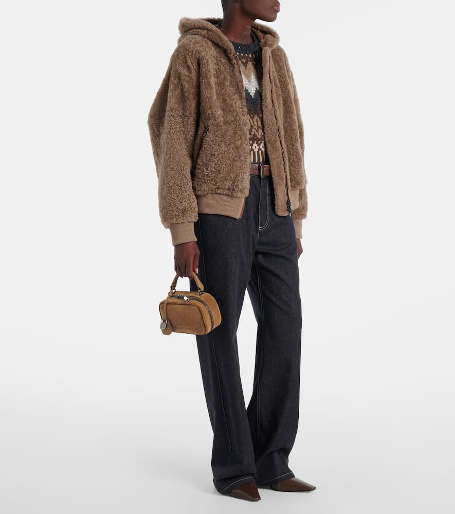Brunello Cucinelli Shearling And Cashmere Jacket In Brown