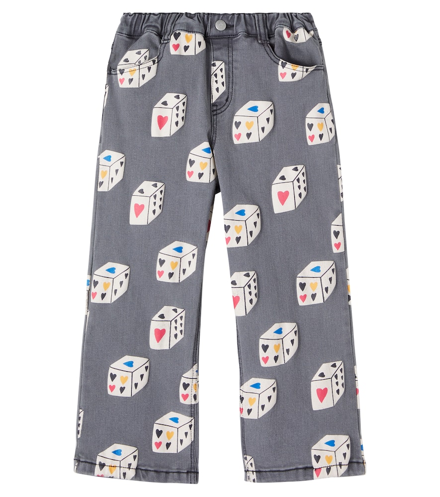 Jellymallow Heart Diced Printed Jeans In Blue