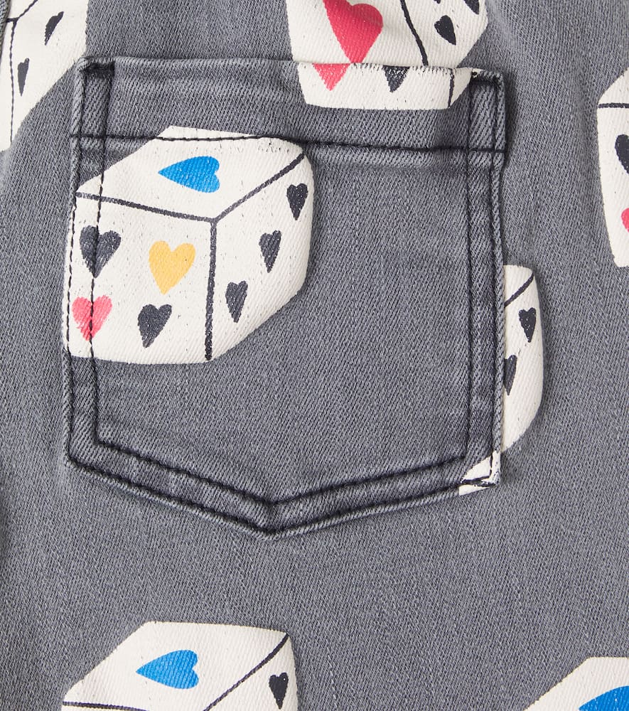 Jellymallow Heart Diced Printed Jeans In Blue