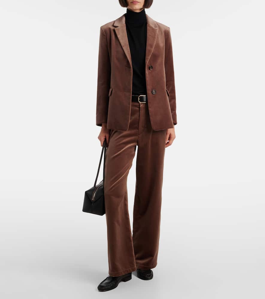 S Max Mara High-rise cotton velvet wide-leg pants