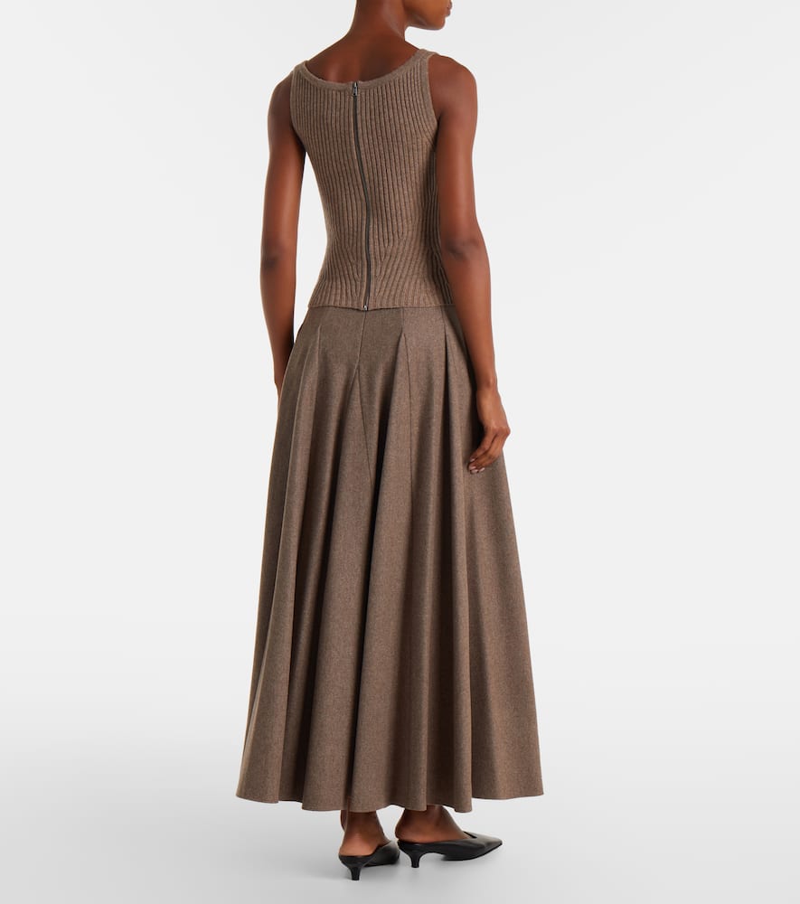 Max Mara Aretusa Wool And Cashmere-blend Top In Brown
