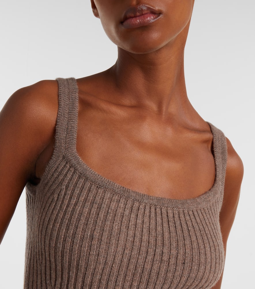 Max Mara Aretusa Wool And Cashmere-blend Top In Brown