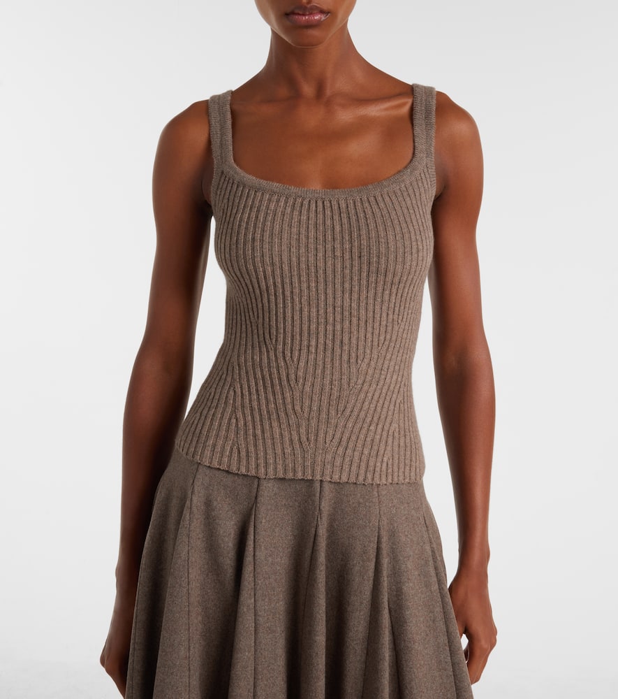 Max Mara Aretusa Wool And Cashmere-blend Top In Brown