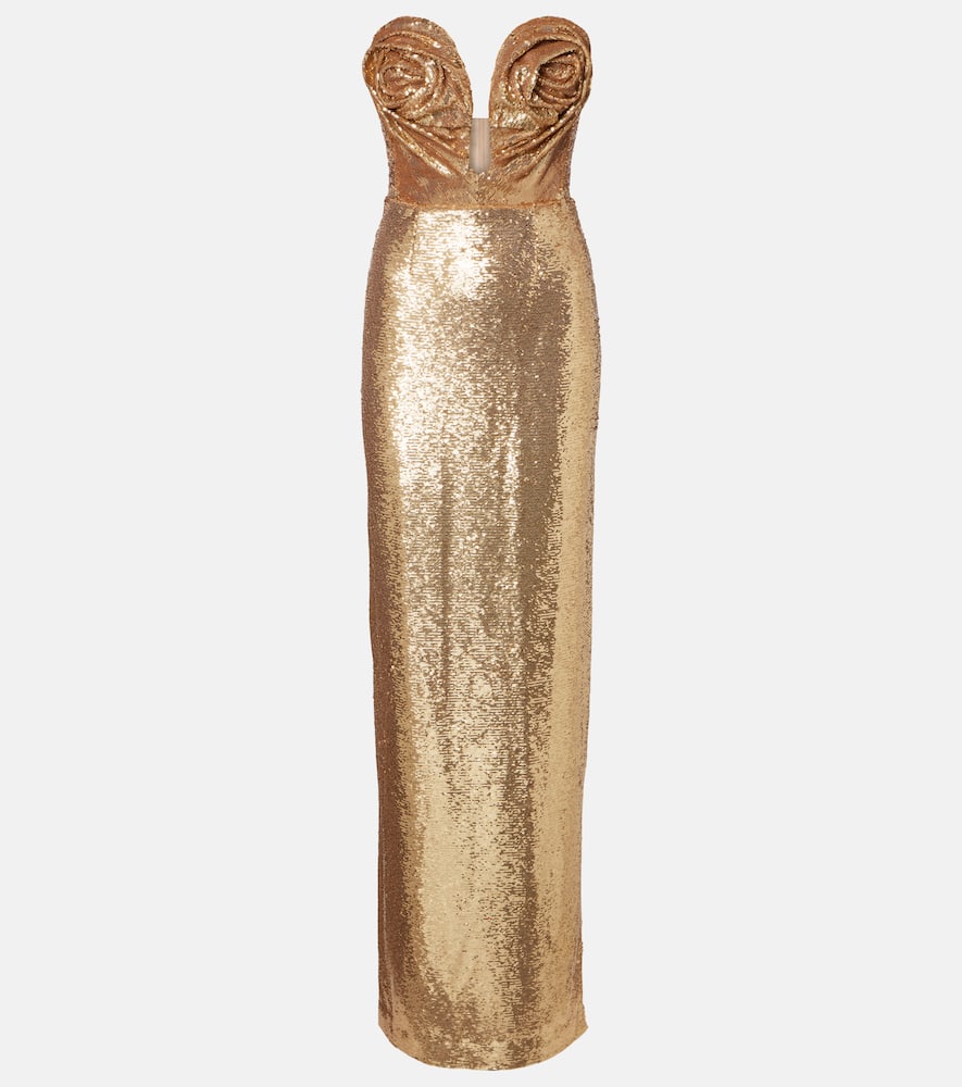 Carolina Herrera Sequined Gown In Gold