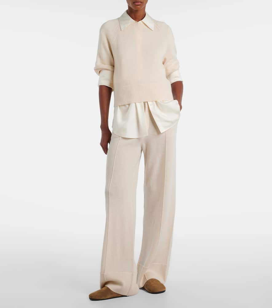 Jardin Des Orangers Wool And Cashmere Wide-leg Pants In White