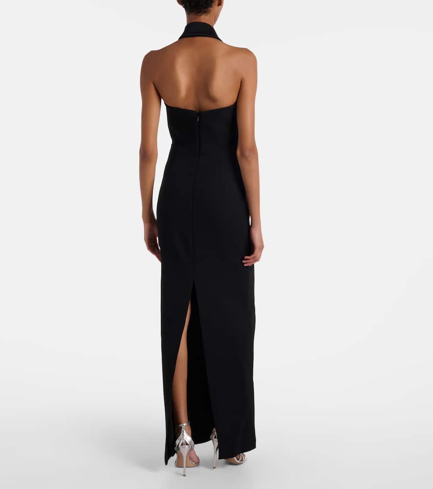 Rebecca Vallance Crystal-embellished Halterneck Maxi Dress In Black