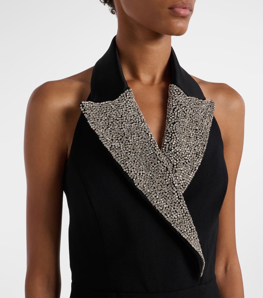 Rebecca Vallance Crystal-embellished Halterneck Maxi Dress In Black