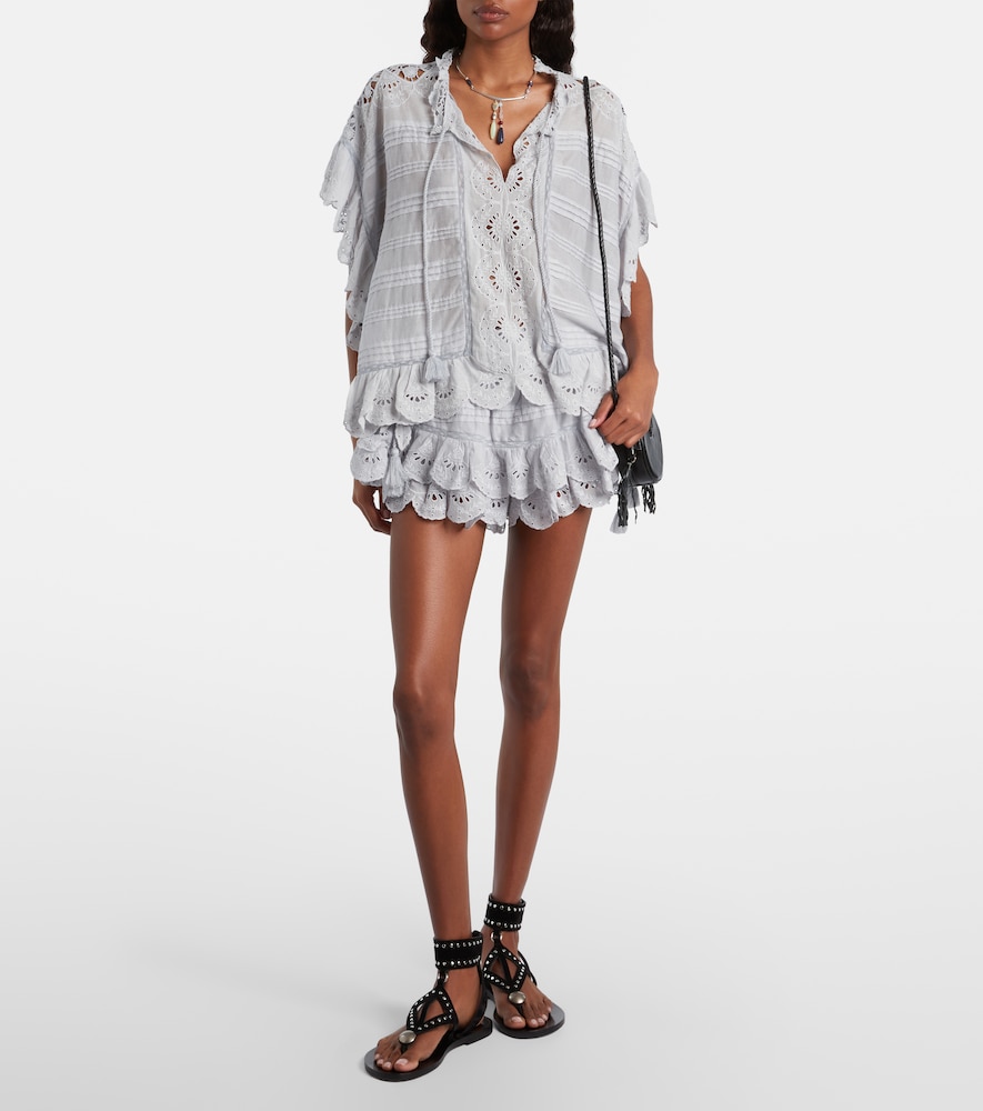 Marant Etoile Puria cotton broderei anglaise shorts