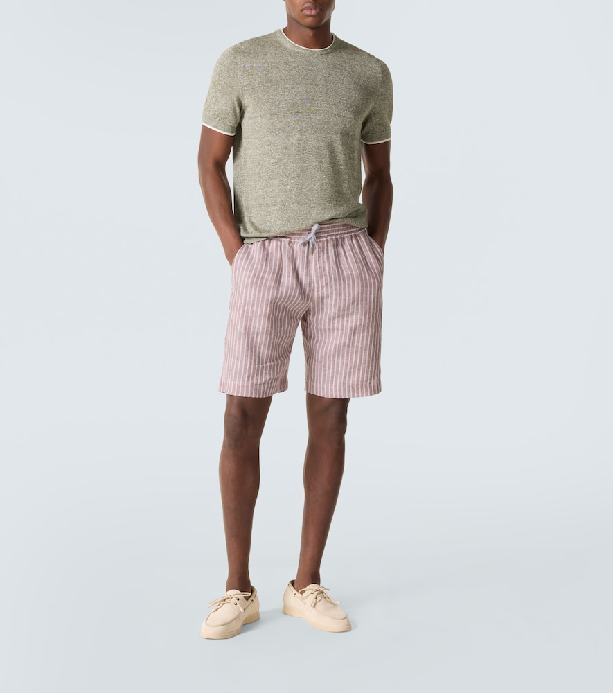  Fedeli Fedeli Alfa Striped Linen Bermuda Shorts 