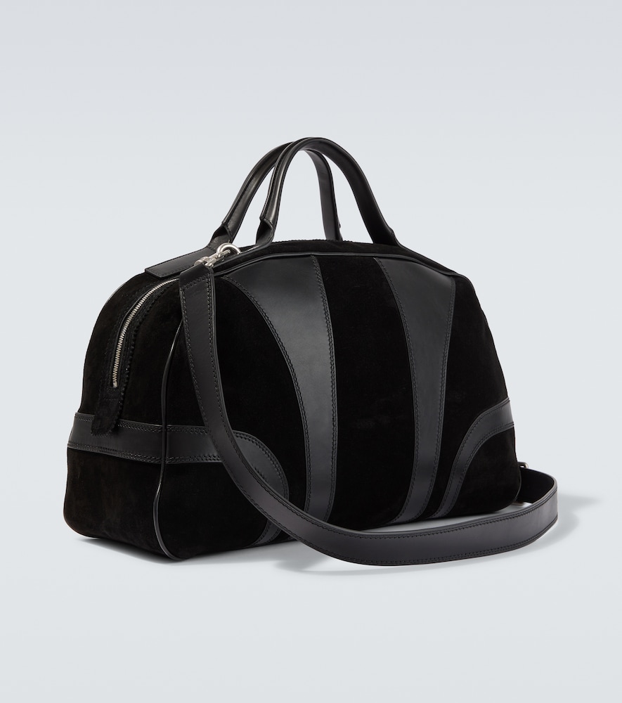 Leather-Trimmed Suede Duffel Bag
