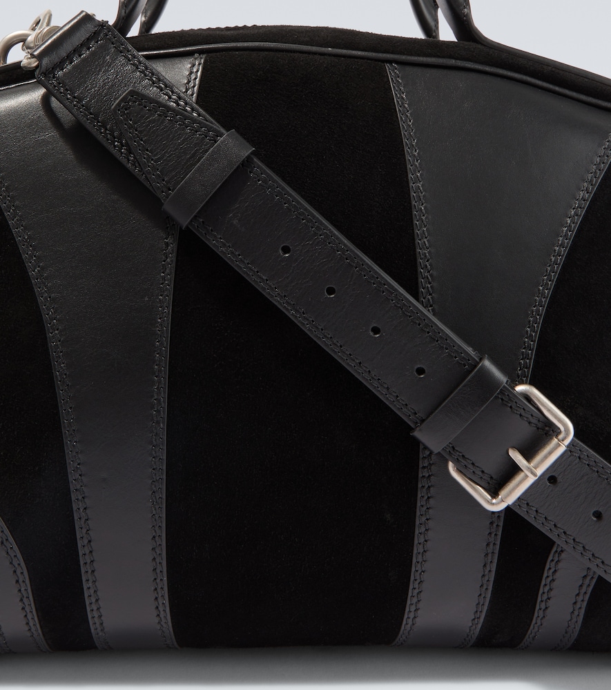 Leather-Trimmed Suede Duffel Bag