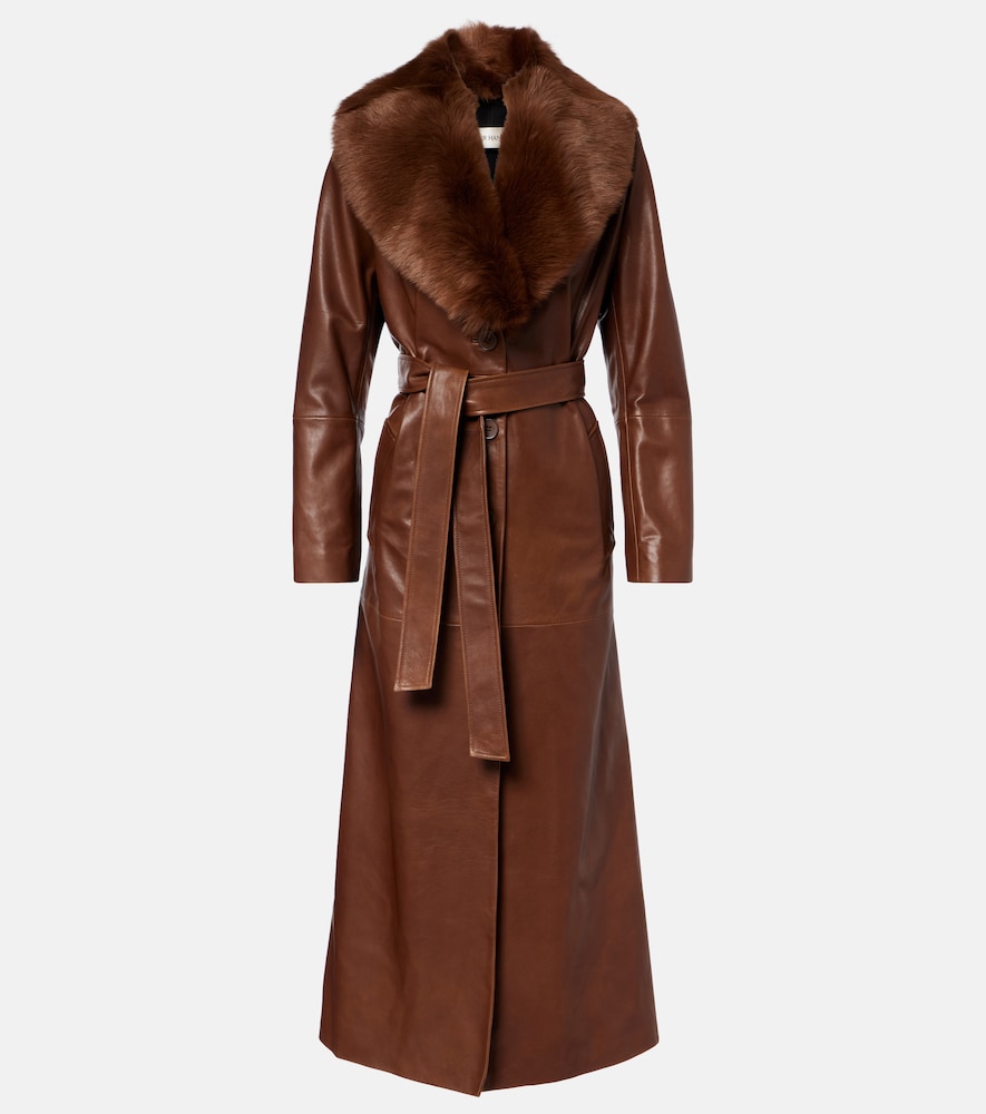 Nour Hammour Dakota Shearling Trimmed Leather Coat