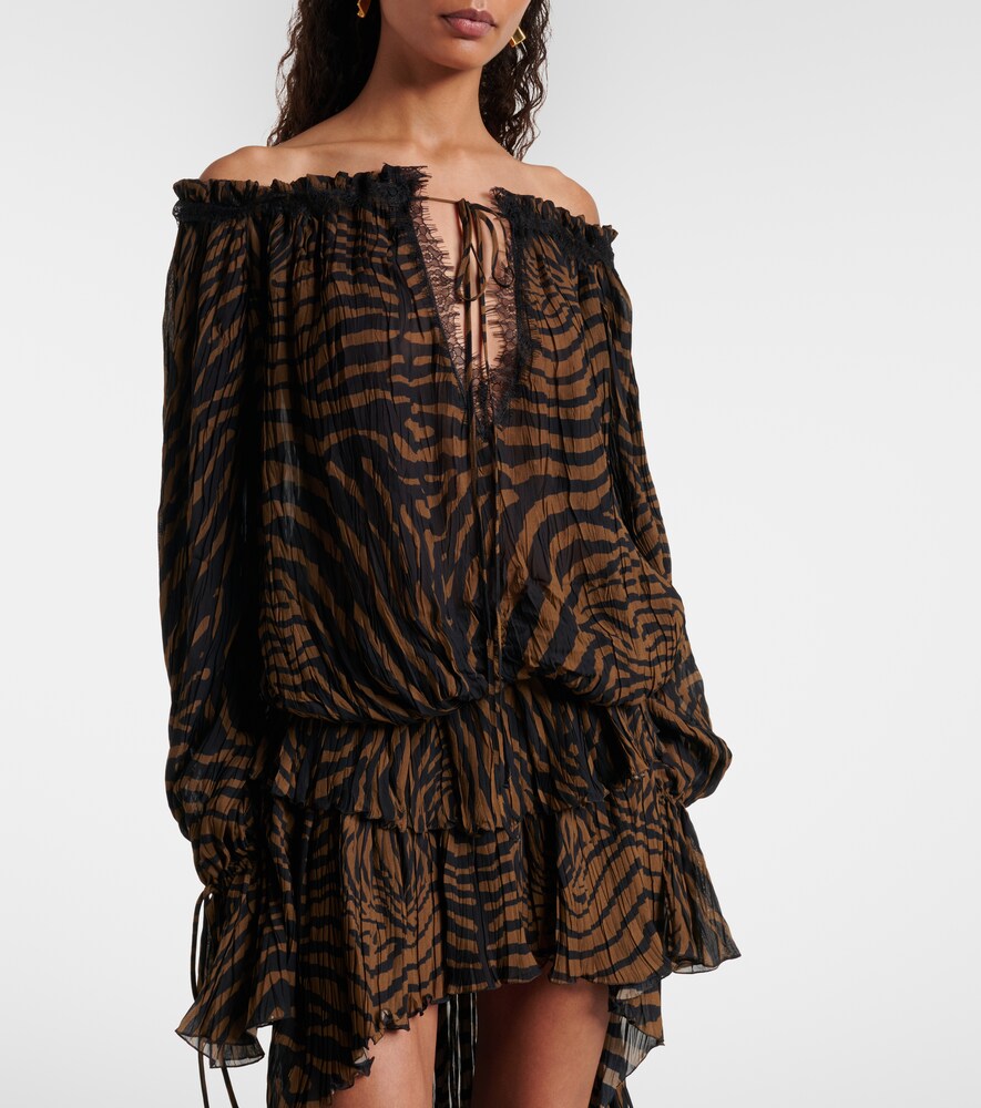  Blumarine Blumarine Bedrucktes Off-shoulder-top Aus Chiffon 