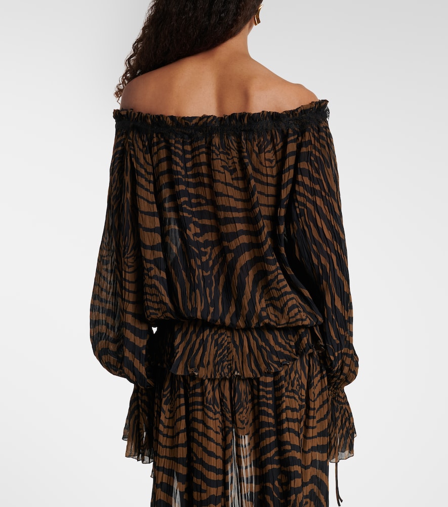  Blumarine Blumarine Bedrucktes Off-shoulder-top Aus Chiffon 