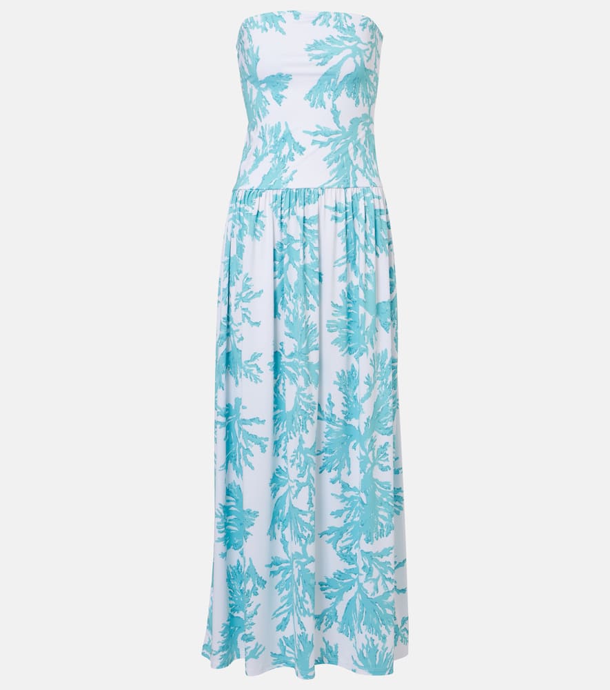 Alexandra Miro Ottilie Printed Midi Dress In Blue