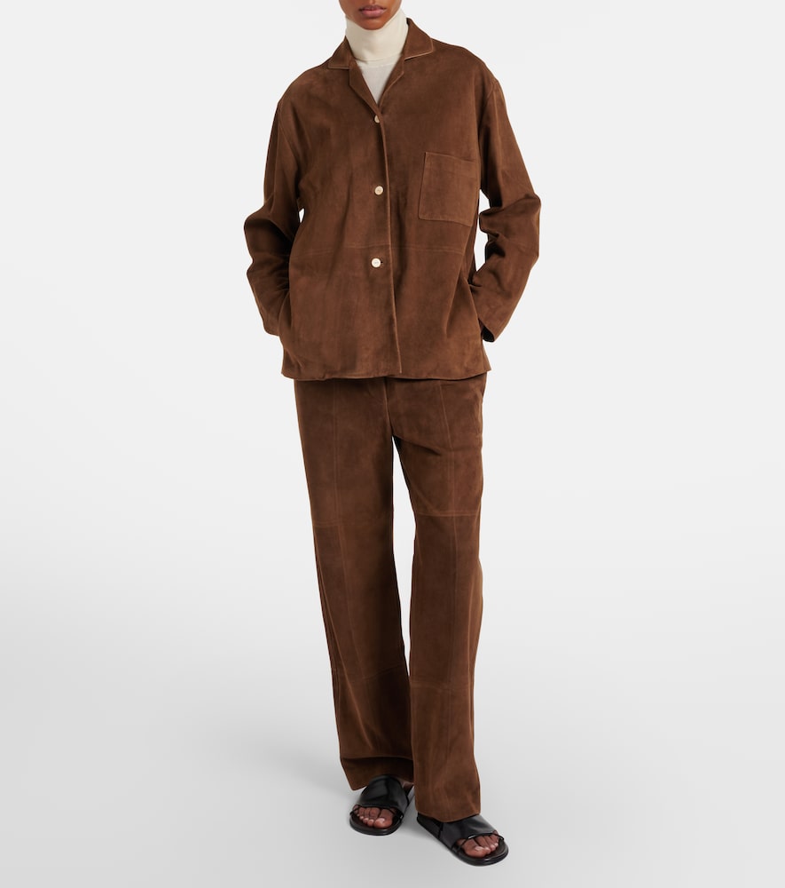 The Row Kenan suede bootcut pants