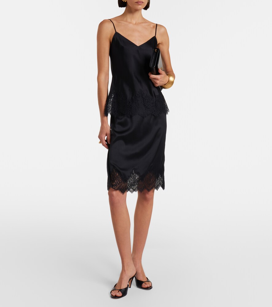 Nili Lotan Thea lace-trimmed silk midi skirt