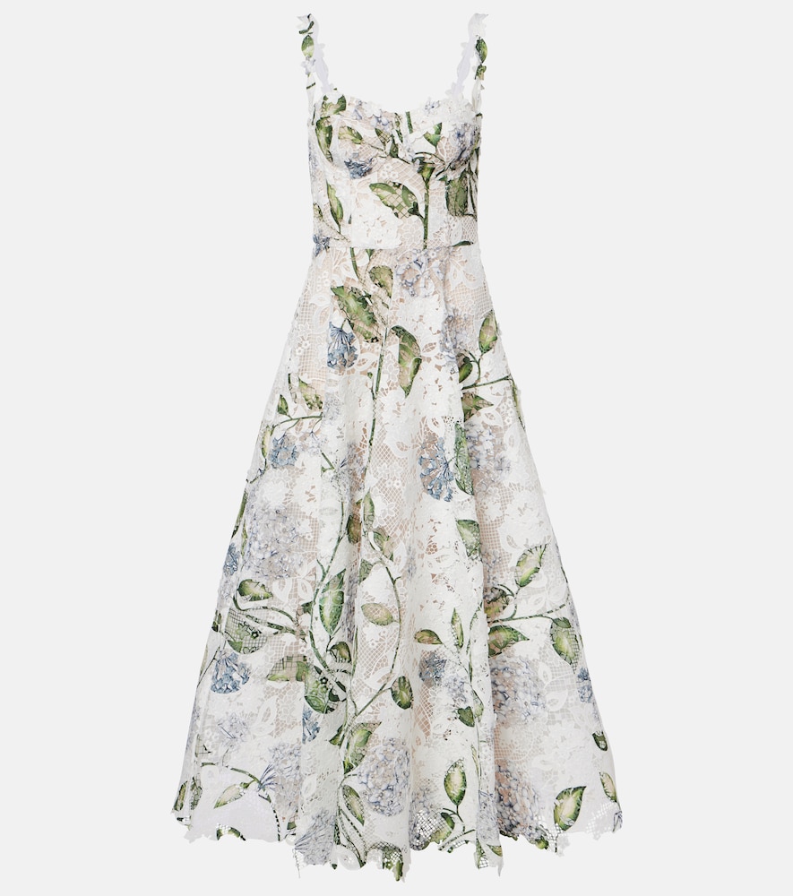 Oscar de la Renta Floral bustier gown