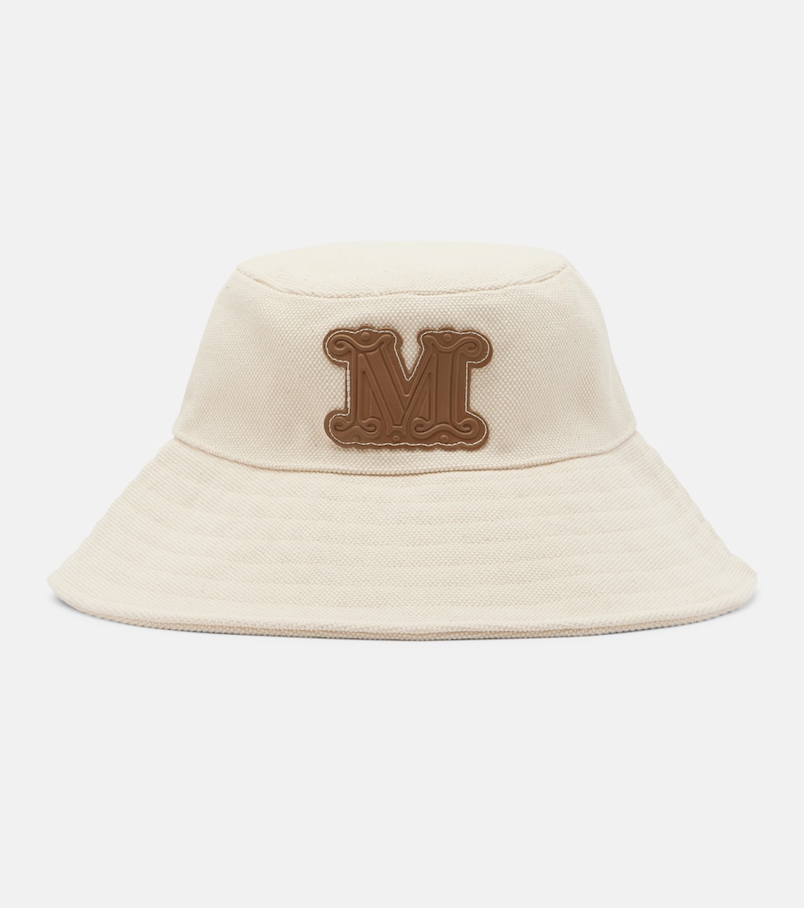 Max Mara Gondola leather-trimmed canvas bucket hat