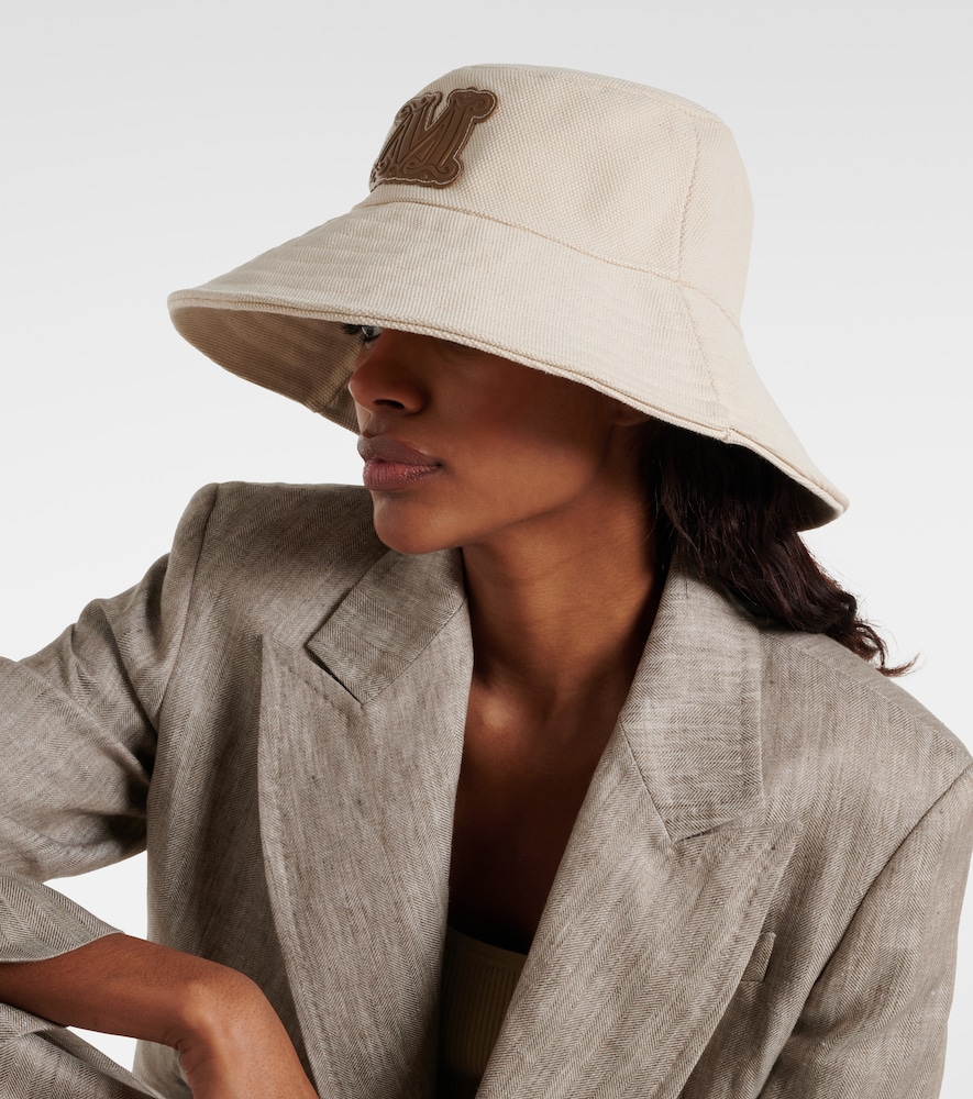 Max Mara Gondola leather-trimmed canvas bucket hat