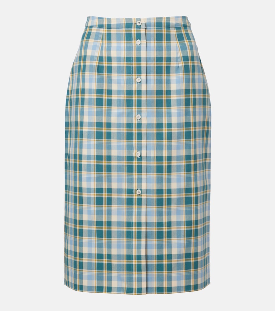 Prada Plaid cotton poplin pencil skirt