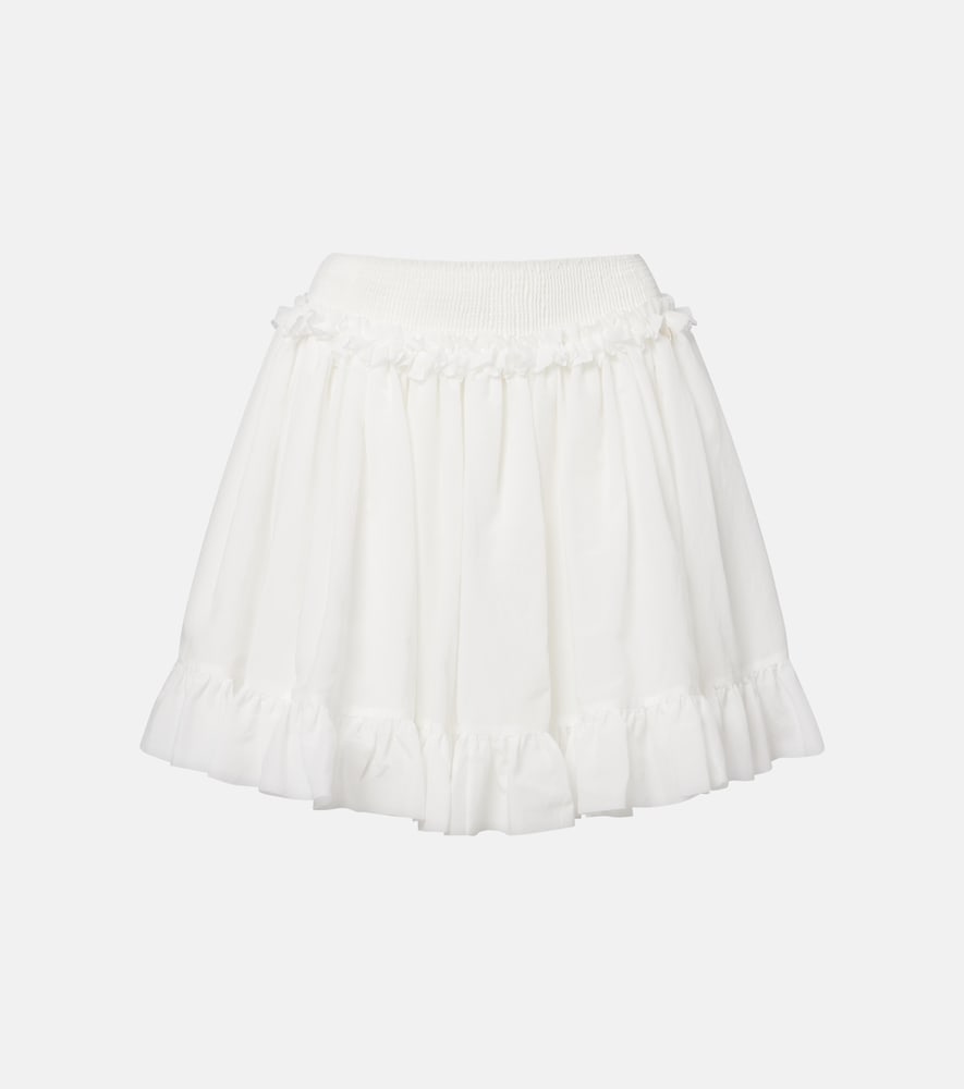 Balmain Women's White Ruffled Poplin Miniskirt UK Size 16 - Mytheresa