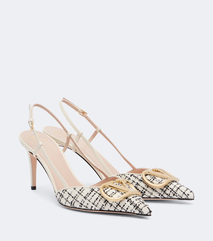 Valentino Garavani Women's White Vlogo Boucle Slingback Pumps UK Size 7.5 - Mytheresa