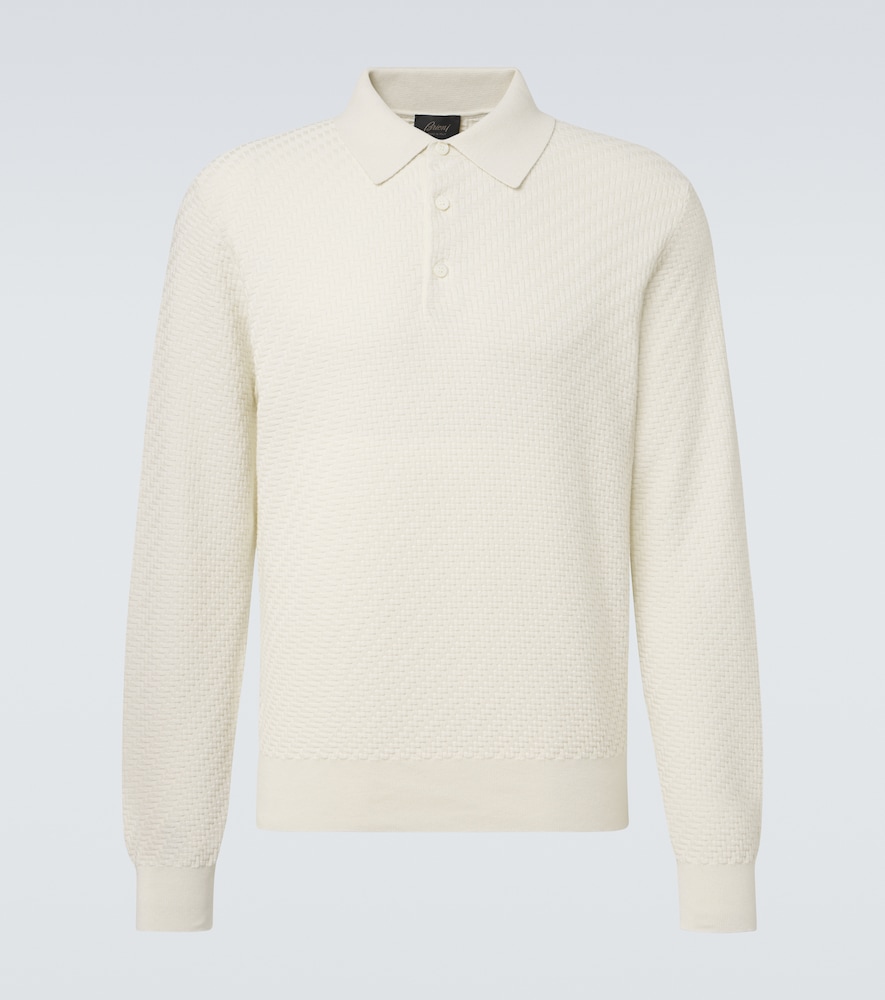 Pullover polo in cotone, seta e cashmere