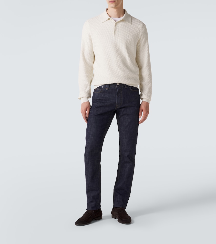 Cotton, Silk, And Cashmere Polo Sweater