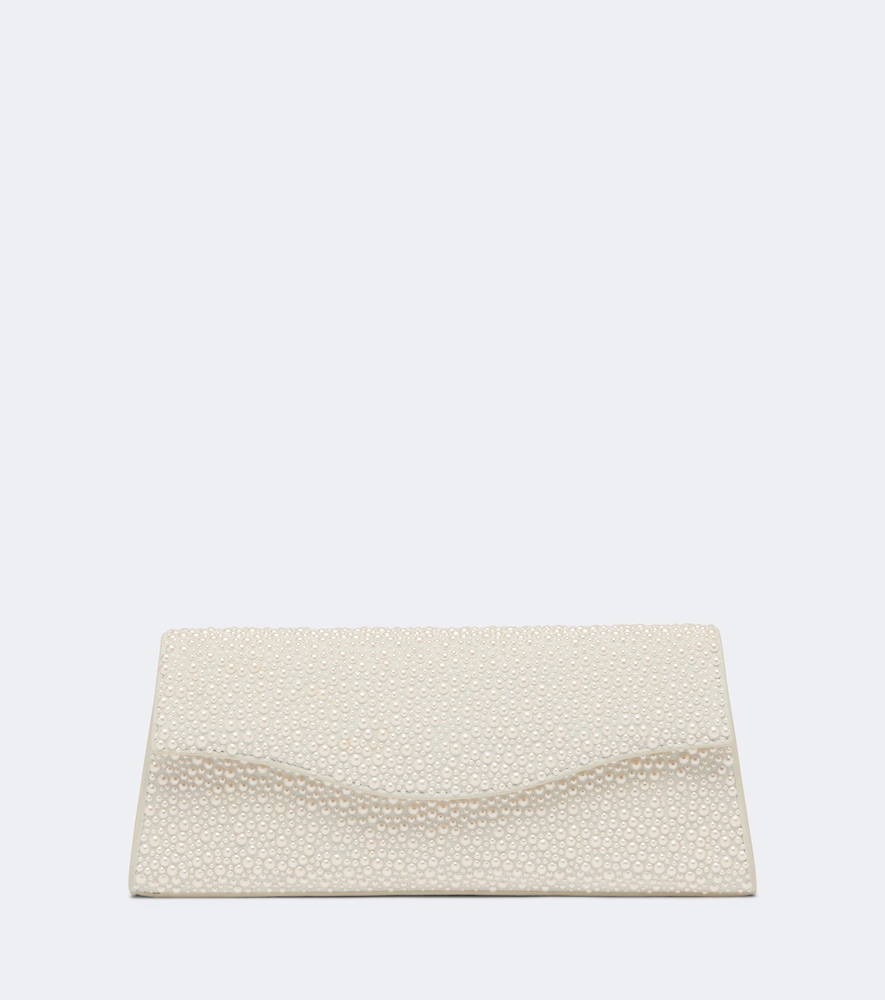 Clutch The Midnight aus Veloursleder mit Zierperlen