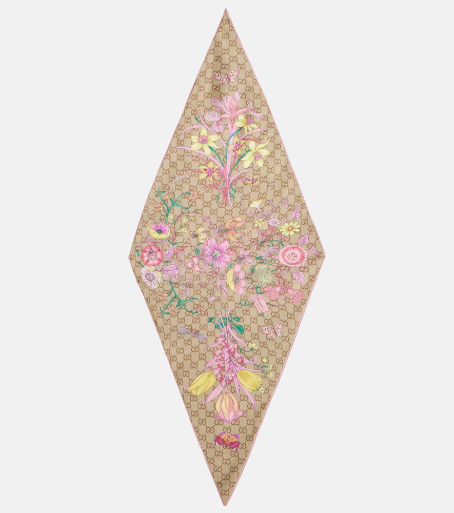 Gucci GG floral silk scarf