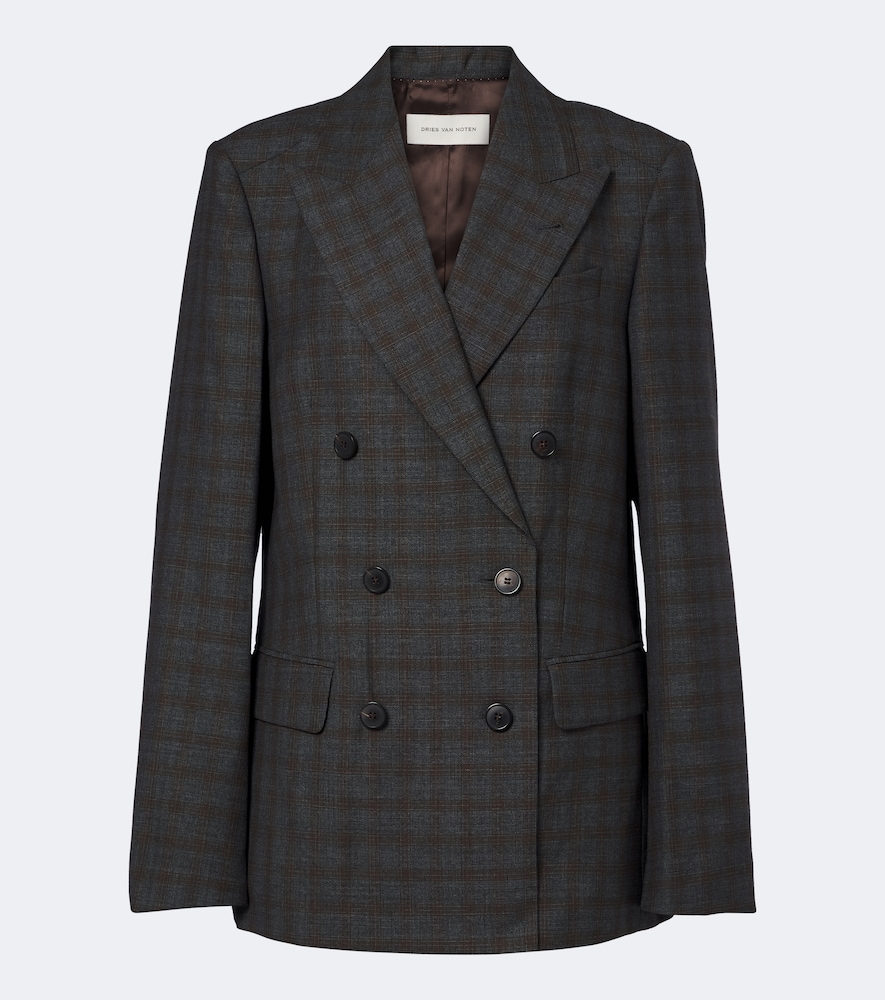 Dries Van Noten Checked double-breasted wool blazer | Thumbnail 8 Dries Van Noten Checked double-breasted wool blazer | Thumbnail 8