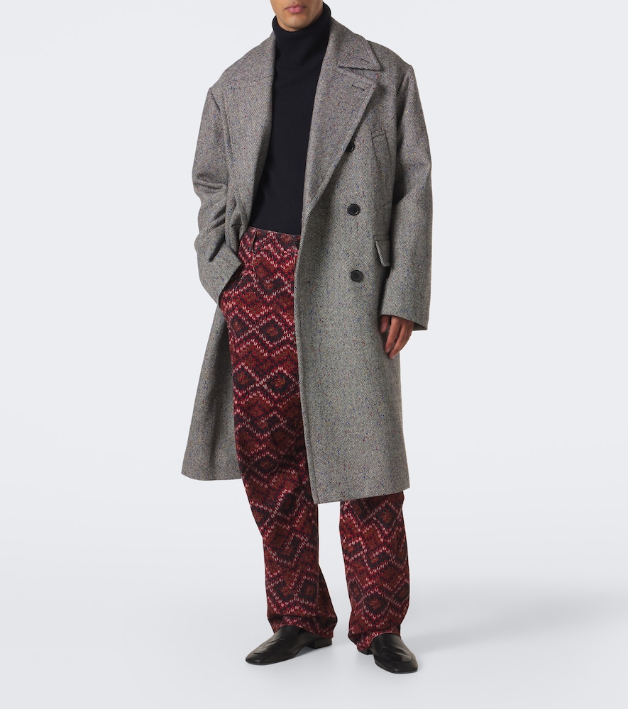 Double-Breasted Wool Tweed Coat