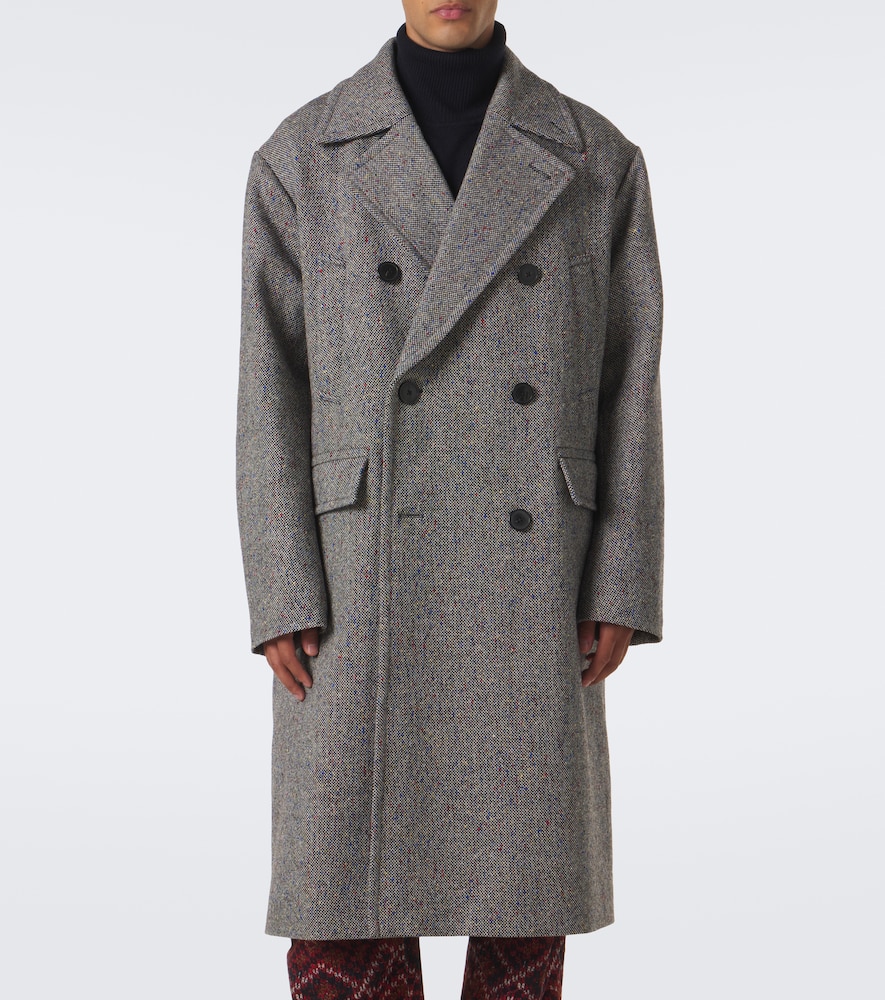 Double-Breasted Wool Tweed Coat
