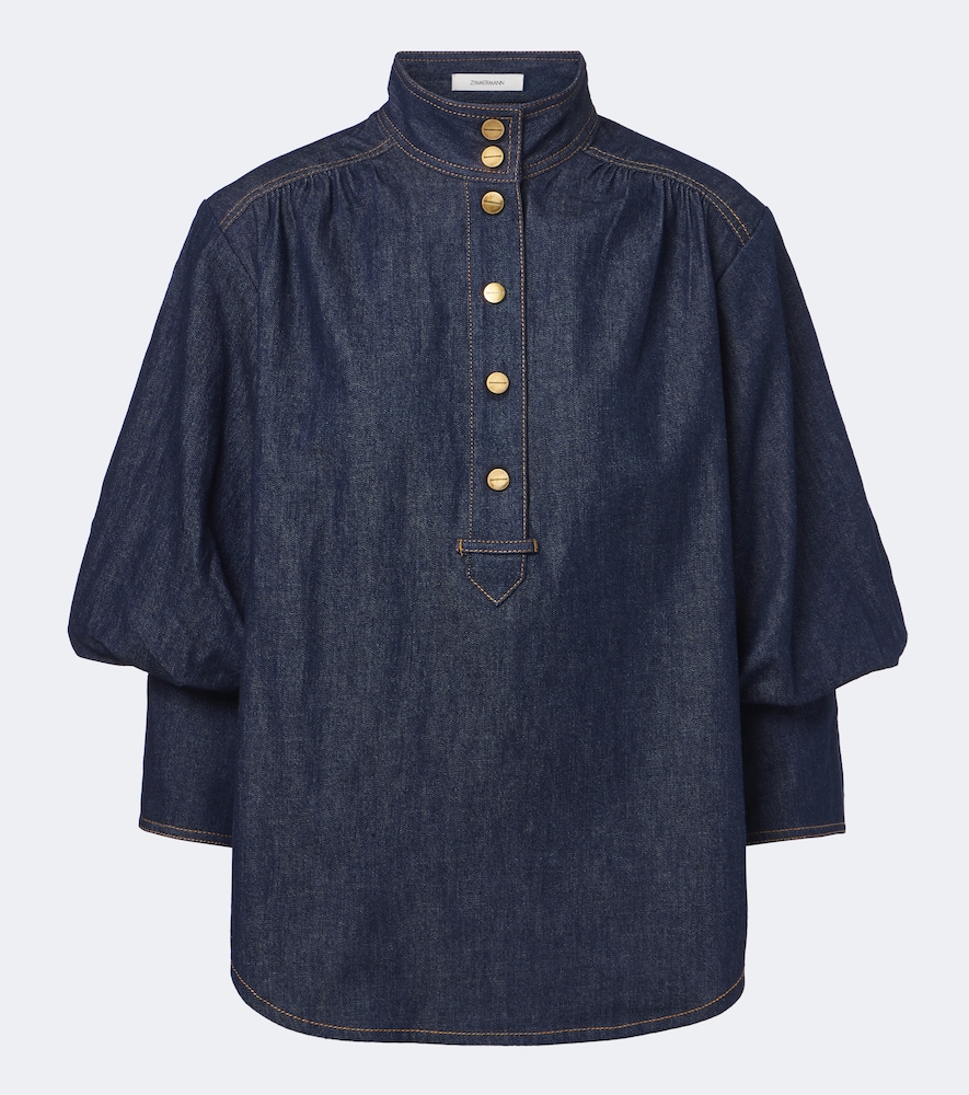 Zimmermann Denim Blouse In Blue