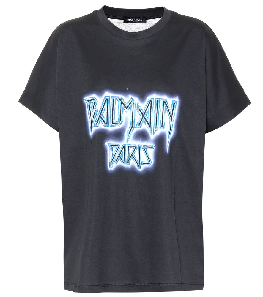 Click to view more detailed imagery on our partner's website Balmain Oversized Logo Print Cotton T-Shirt In Black