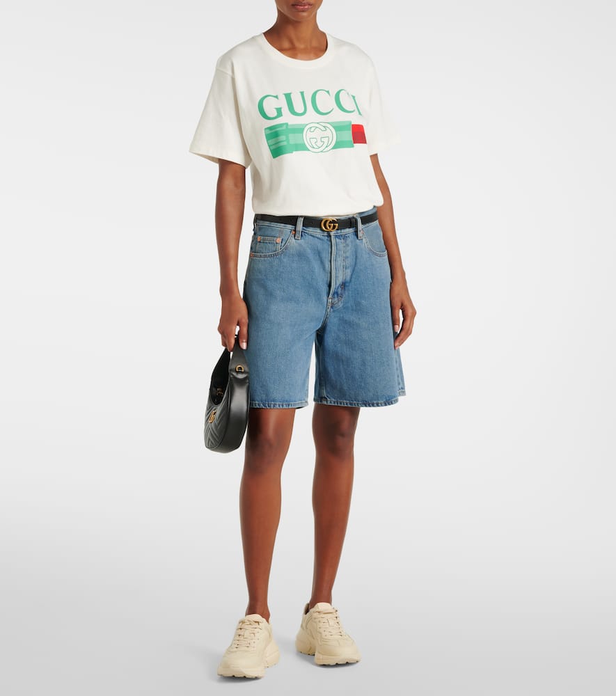 Shop Gucci Rhyton Leather Sneakers In White