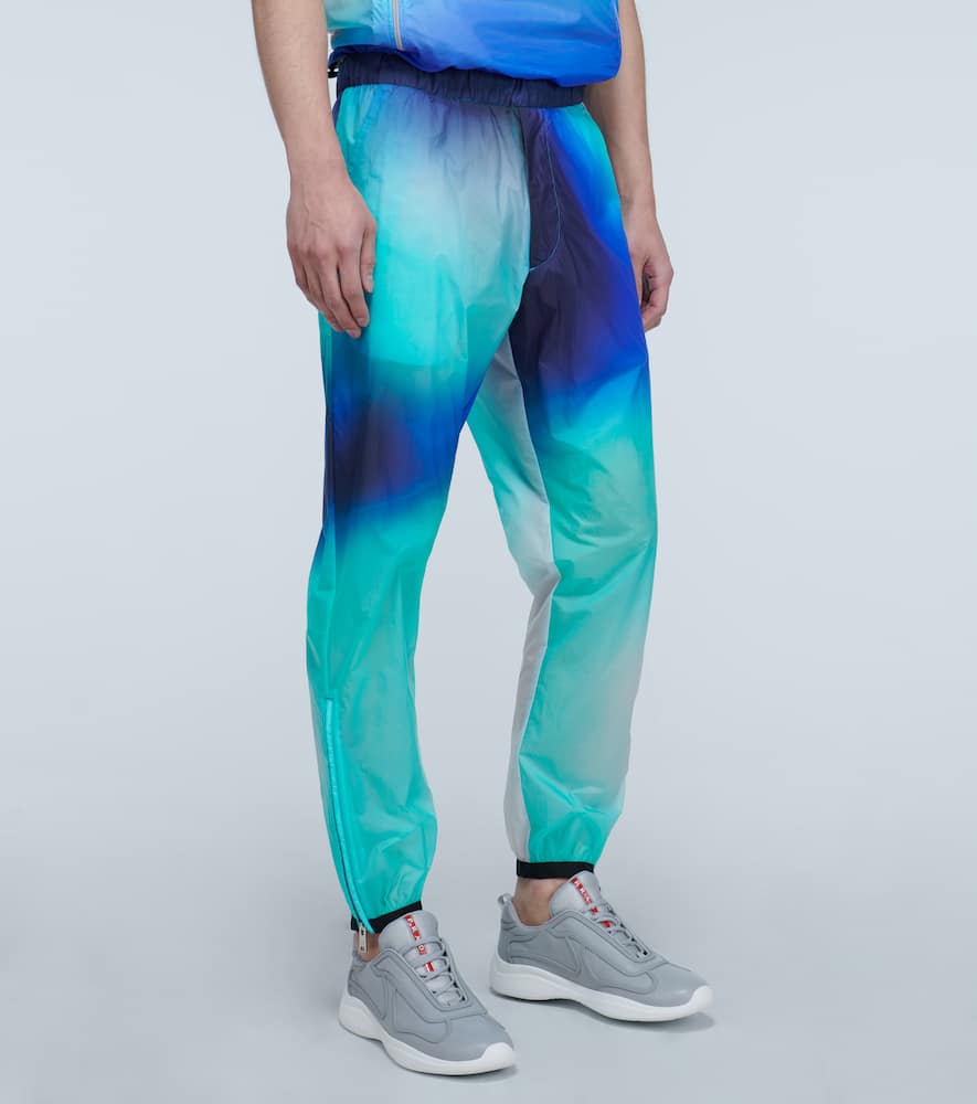 Shop Prada Printed Technical Pants In Blue