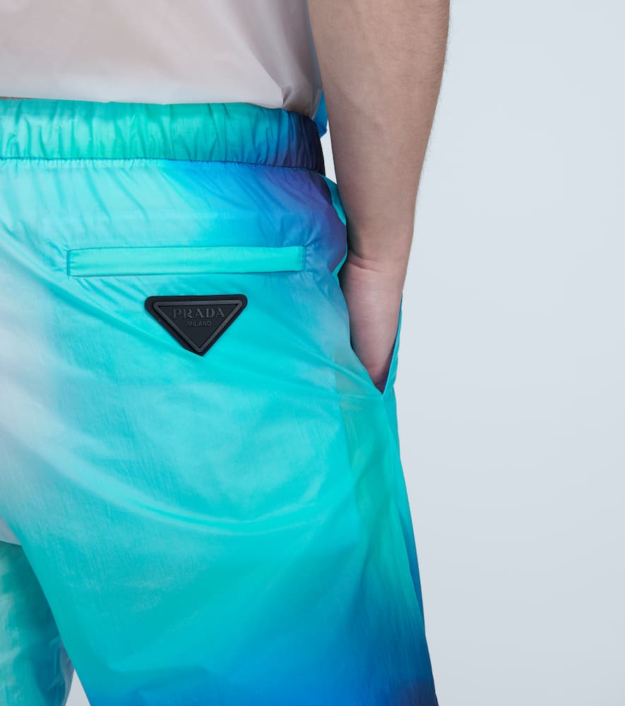 Prada Printed Technical Pants In Blue