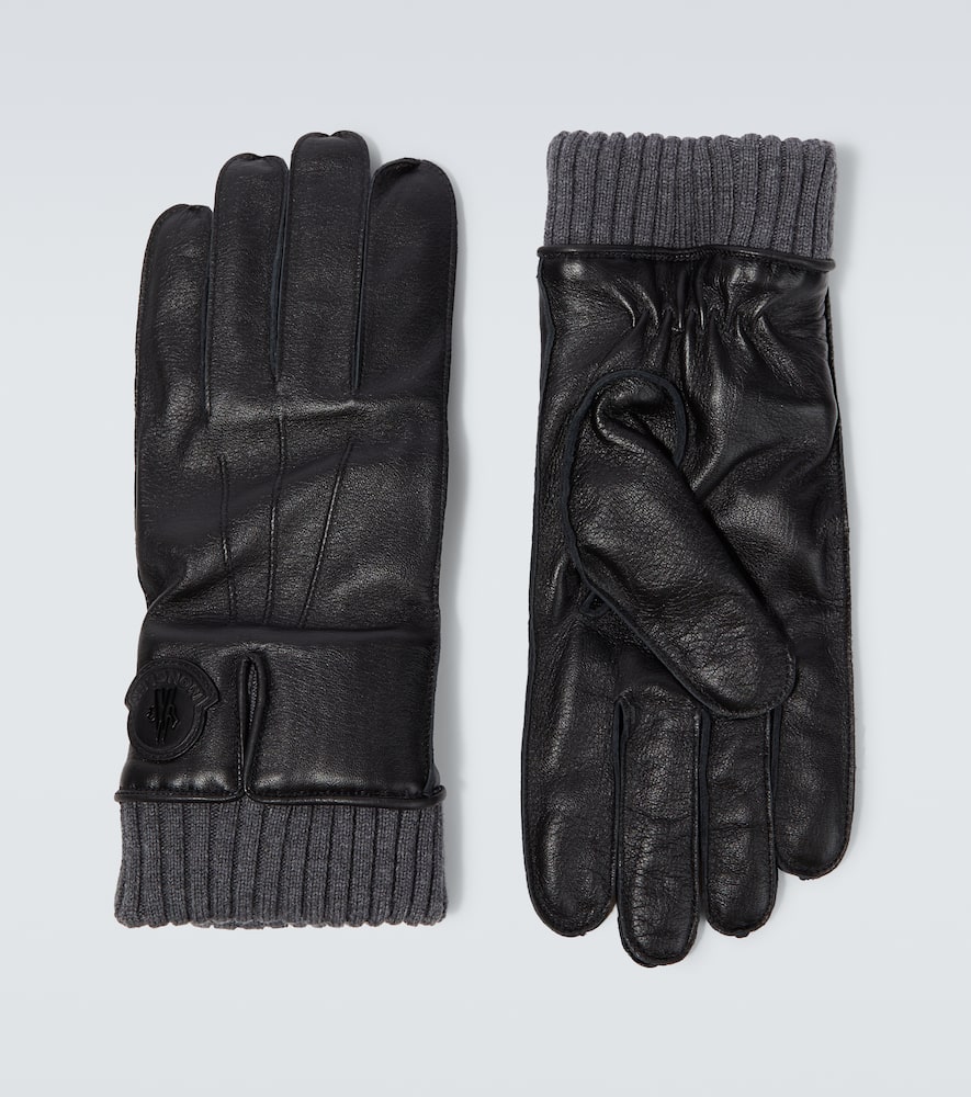 Moncler Logo leather gloves