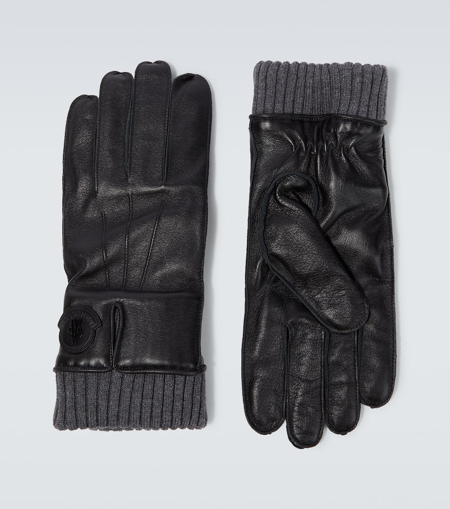 MONCLER LOGO LEATHER GLOVES