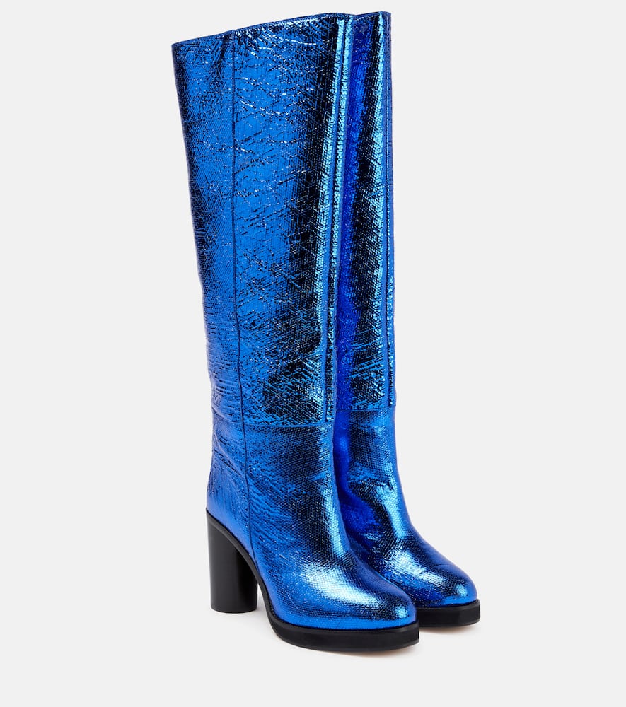 Isabel Marant Lylene metallic leather knee-high boots